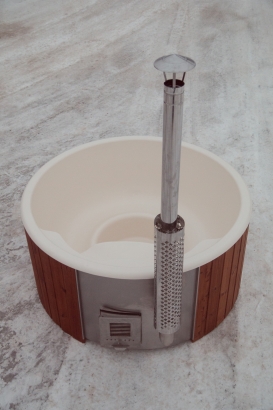 Mini-piscina Spa Hot tub DELUXE din fibra de sticla cu decoratiune exterioara de lemn